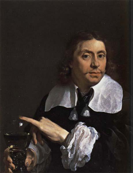 Karel du jardin Self-Portrait Holding a Roemer oil painting picture